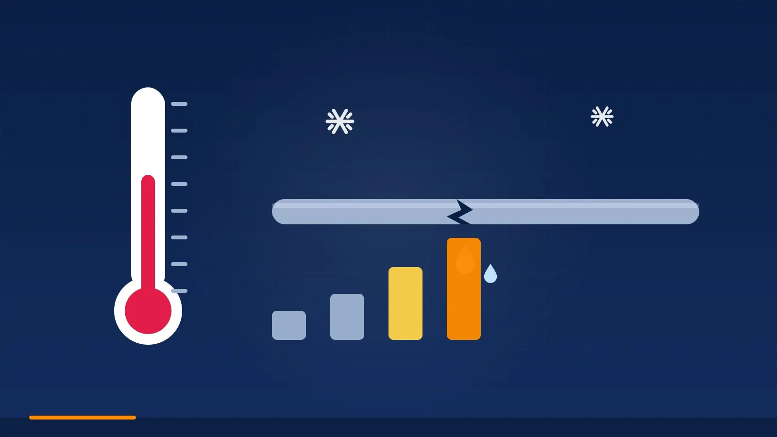 Illustration of a thermometer plunging to hard-freeze range beside a home's exposed pipe, Amarillo's defining winter plumbing risk