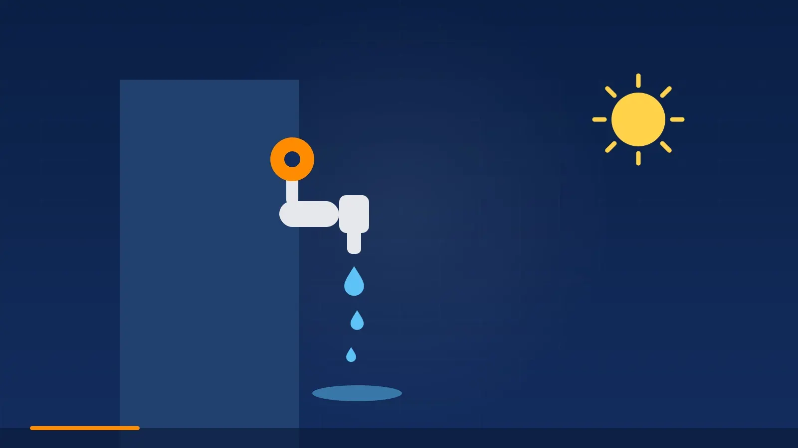 Illustration of a leaking outdoor hose bib, the heat-baked fitting failure Laredo's nine-month cooling season produces